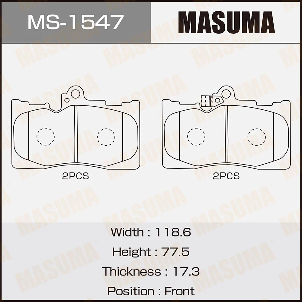 Колодки тормозные дисковые Masuma MS-1547