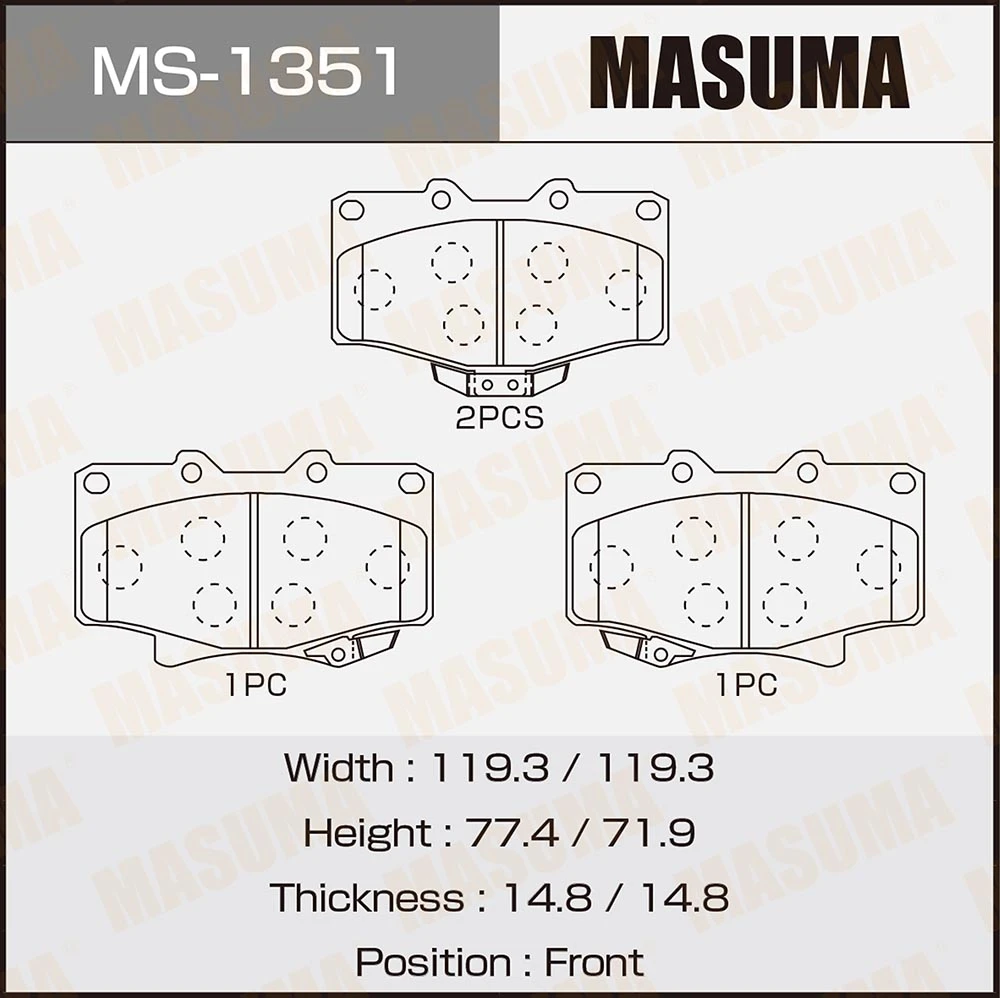 Колодки тормозные дисковые Masuma MS-1351