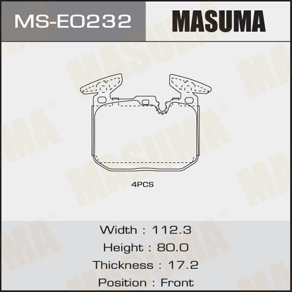 Колодки тормозные дисковые Masuma MS-E0232