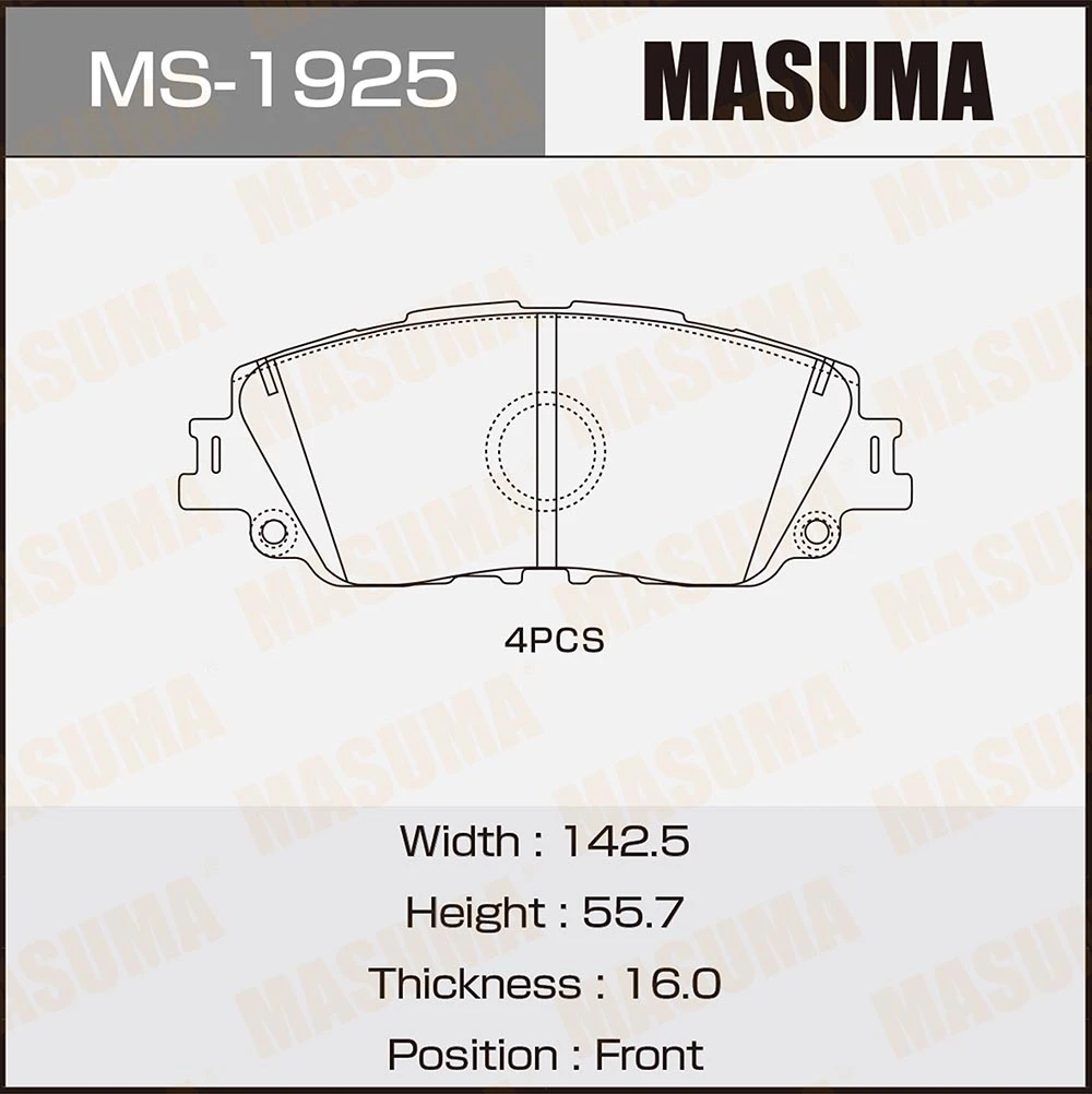 Колодки тормозные дисковые Masuma MS-1925