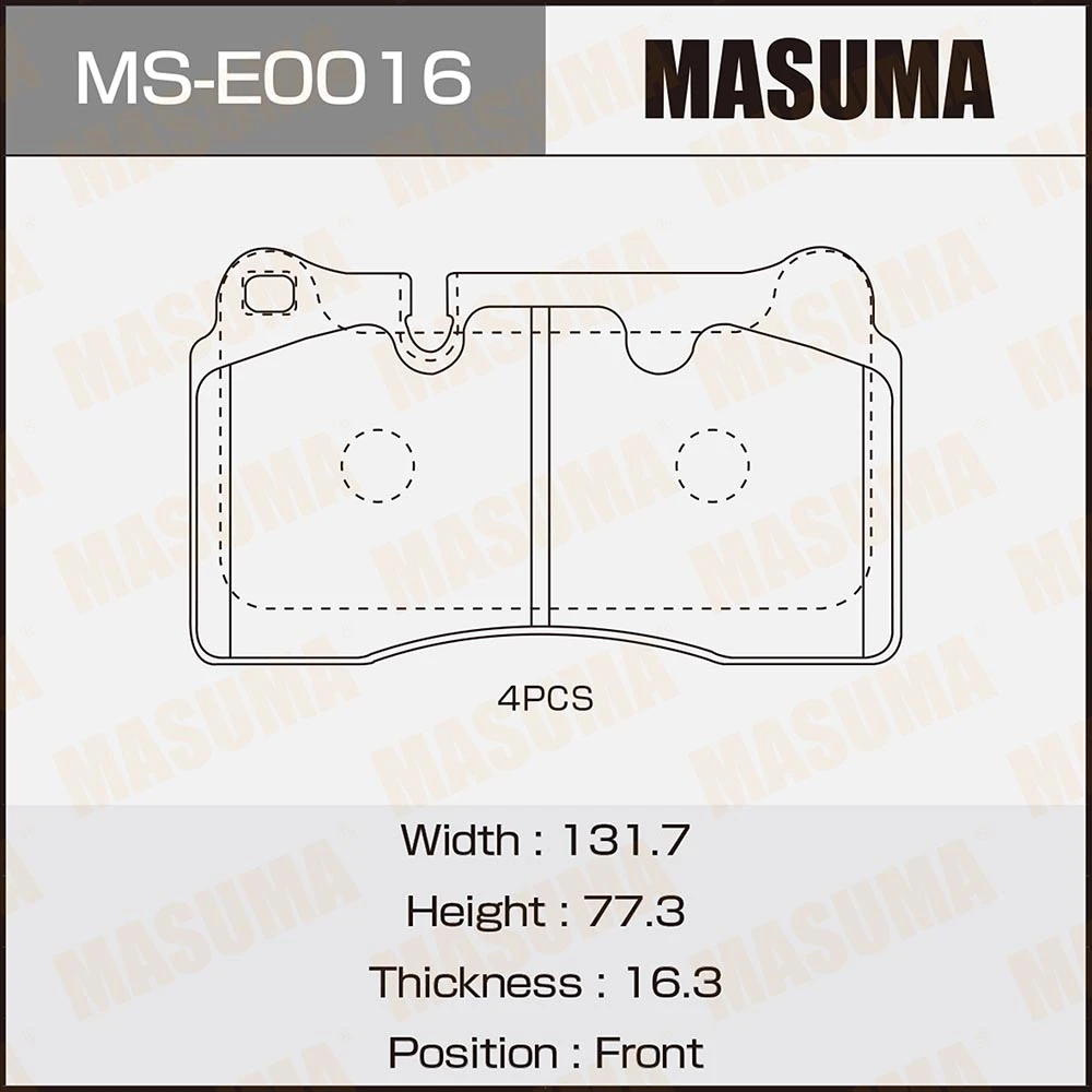 Колодки тормозные дисковые Masuma MS-E0016