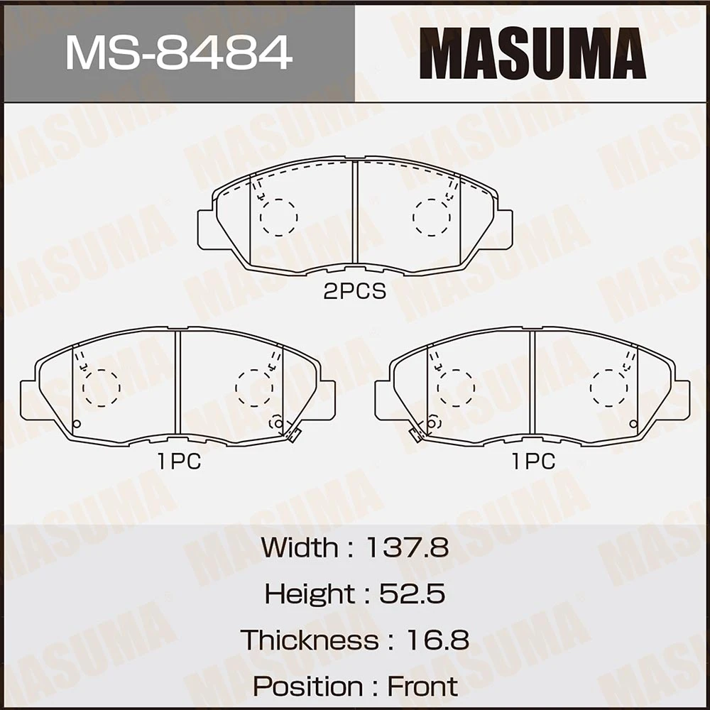 Колодки тормозные дисковые Masuma MS-8484