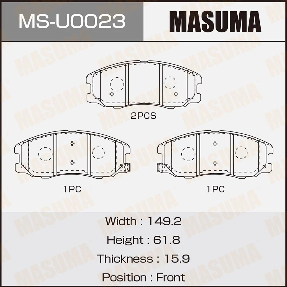 Колодки тормозные дисковые Masuma MS-U0023