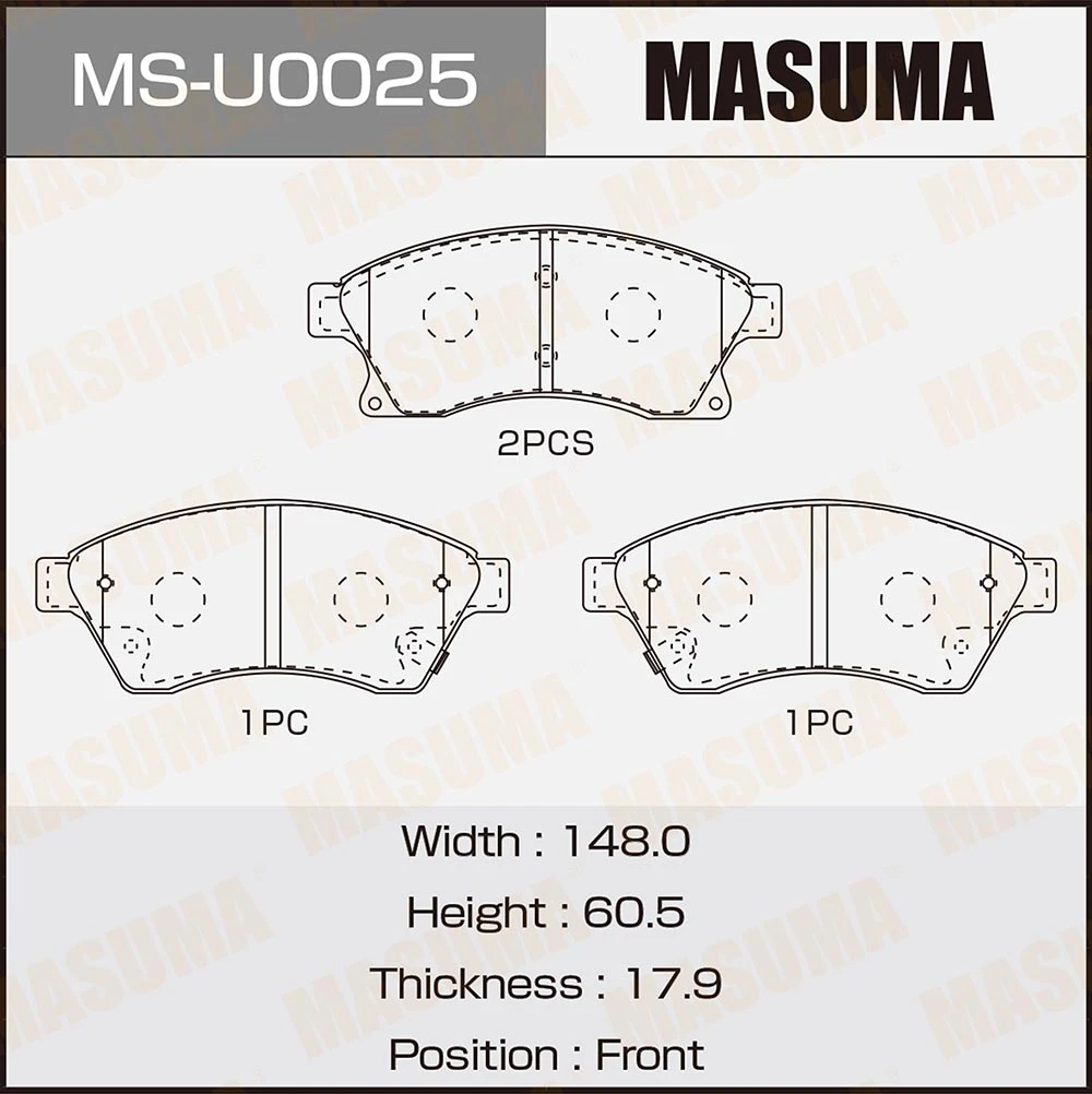 Колодки тормозные дисковые Masuma MS-U0025