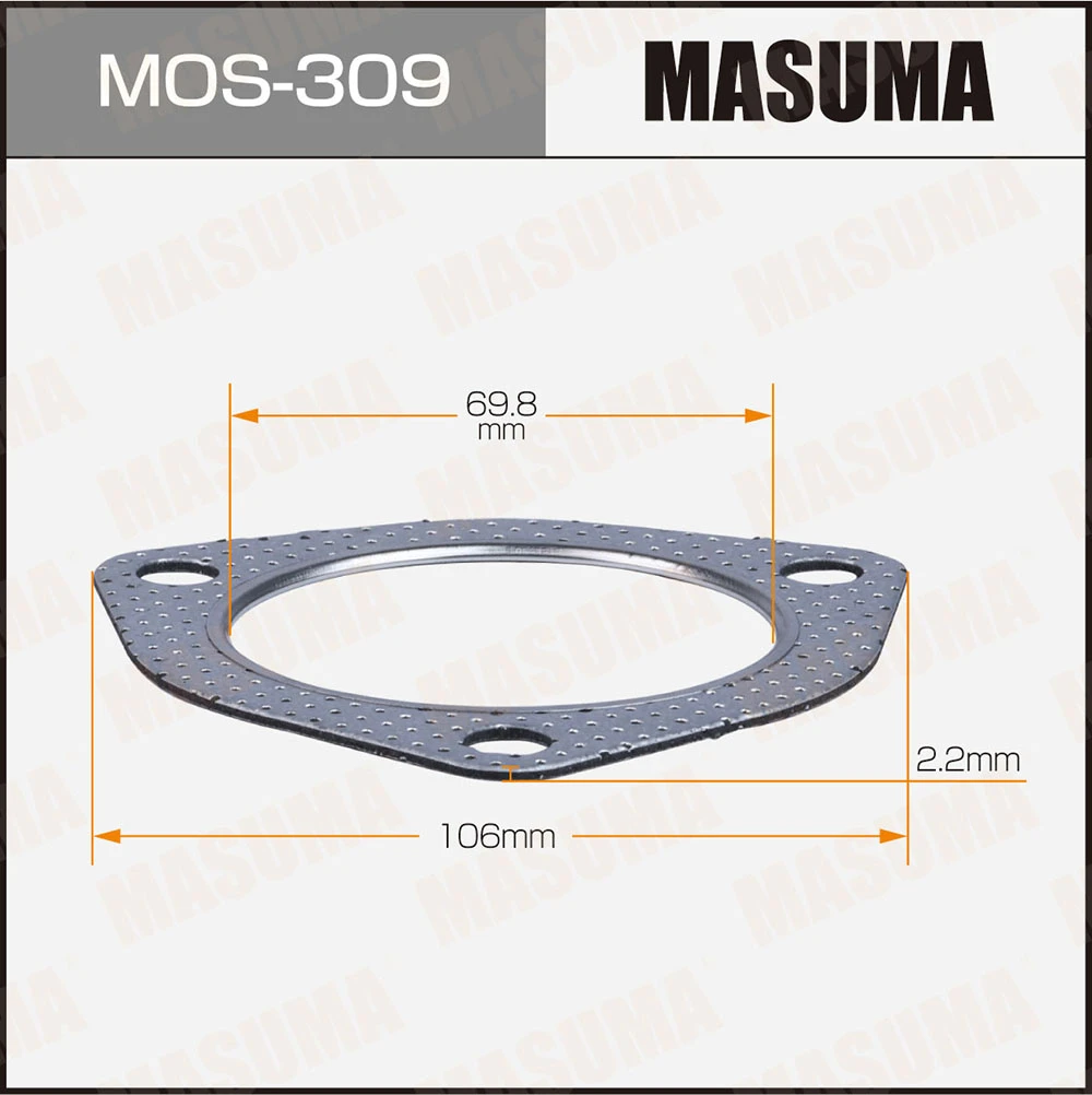 Прокладки глушителя 69.8x106x2.2 Masuma MOS-309