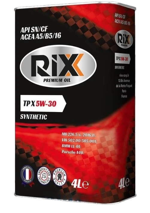 Моторное масло RIXX TP X 5W-30 синтетическое 4 л (арт. RX0032TPX)