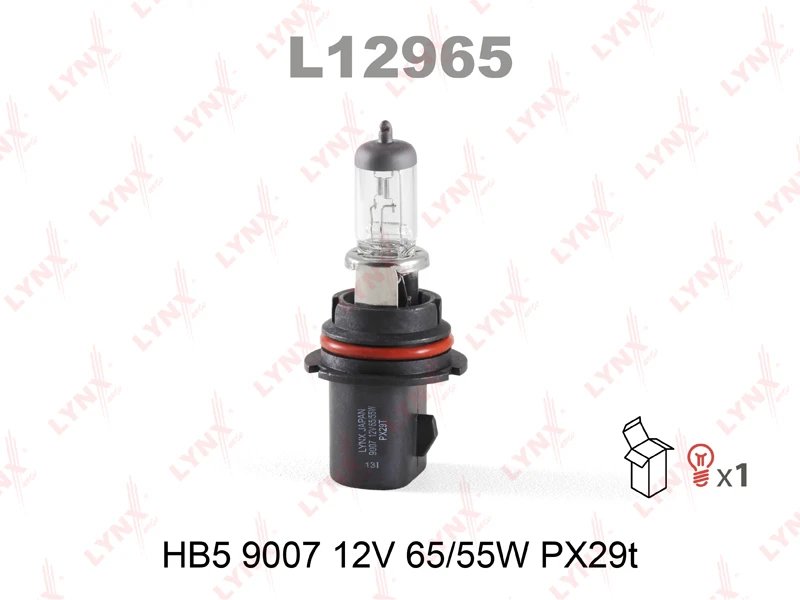 Лампа галогенная LYNXauto L12965 HB5/9007 (PX29t) 12В 55/65Вт 1 шт