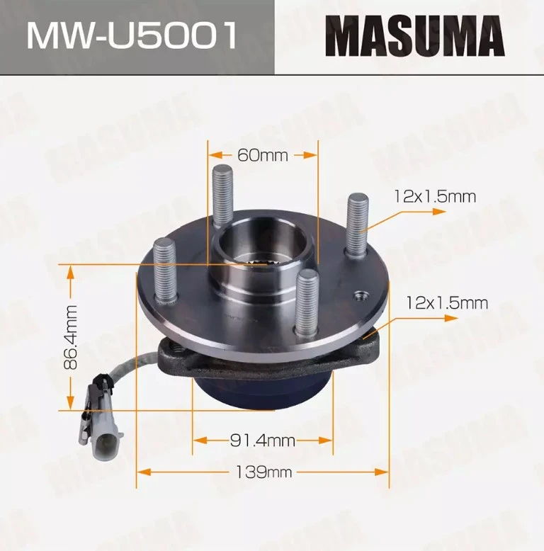 Ступица колеса передняя с ABS Masuma MW-U5001
