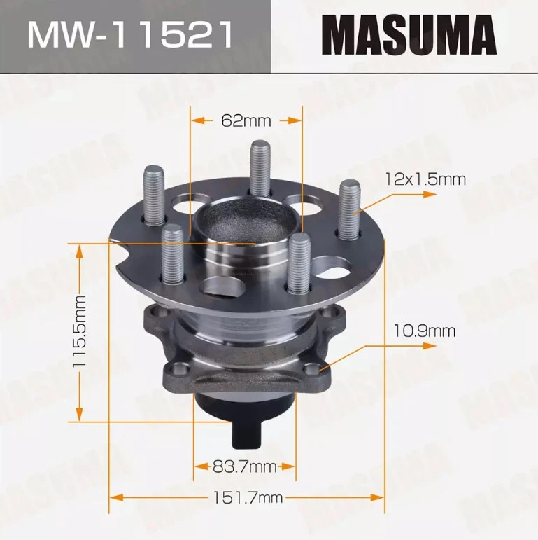 Ступица колеса задняя с ABS Masuma MW-11521