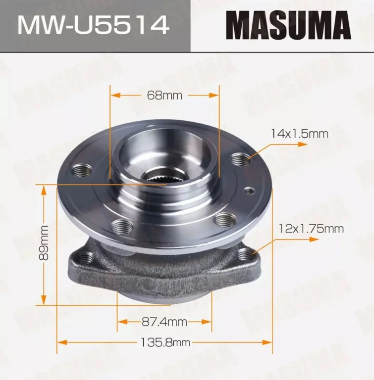 Ступица колеса задняя с ABS Masuma MW-U5514