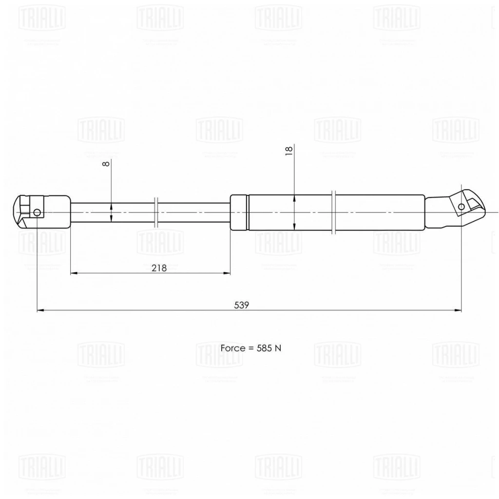 Упор газовый (амортизатор) крышки багажника TRIALLI GS 1021