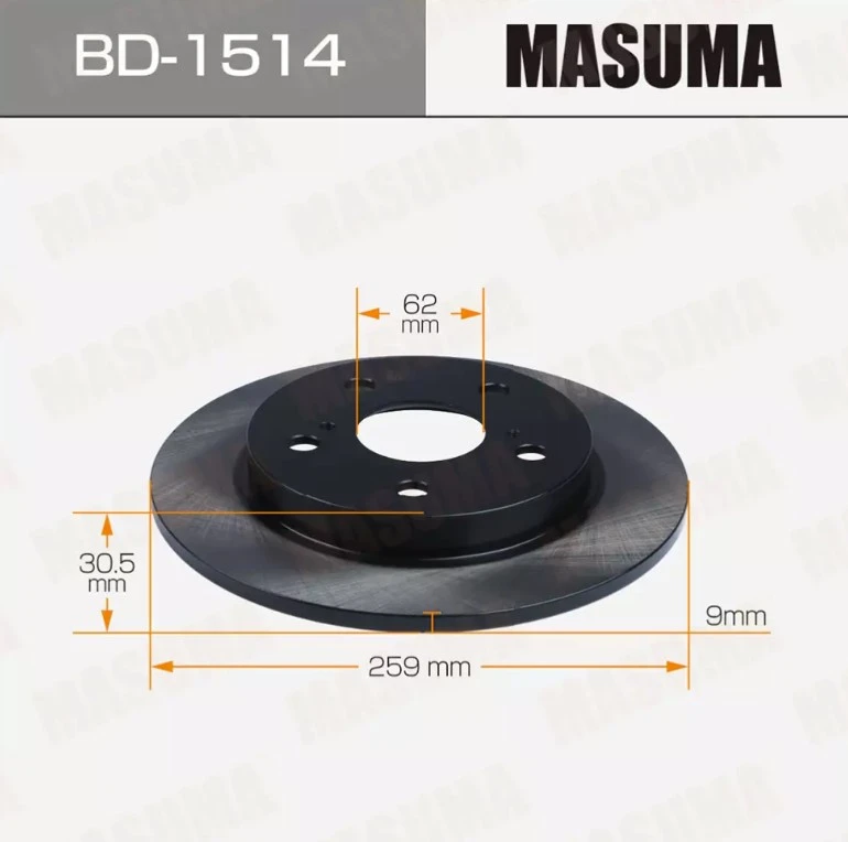 Диск тормозной задний Masuma BD-1514