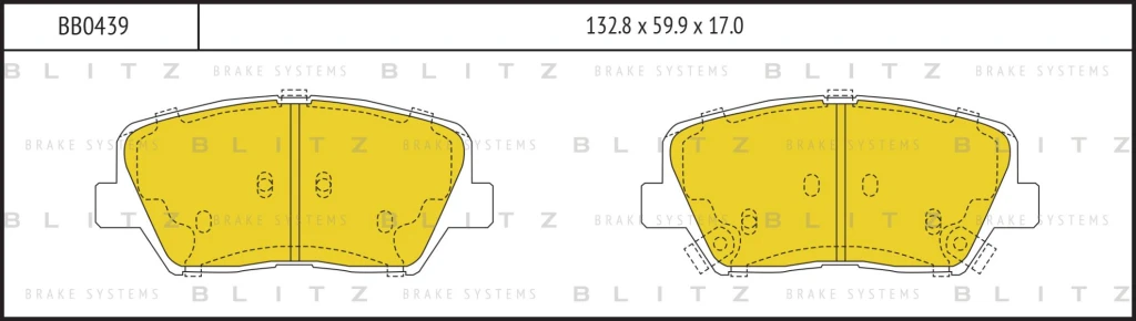 Колодки тормозные дисковые передние HYUNDAI i30/Elantra/Solaris 12-KIA Cee'd/Rio 12- BLITZ BB0439