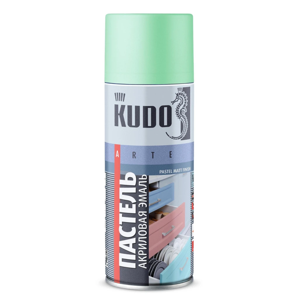Эмаль акриловая "KUDO" зеленая матовая (520 мл) (аэрозоль) (пастельная)