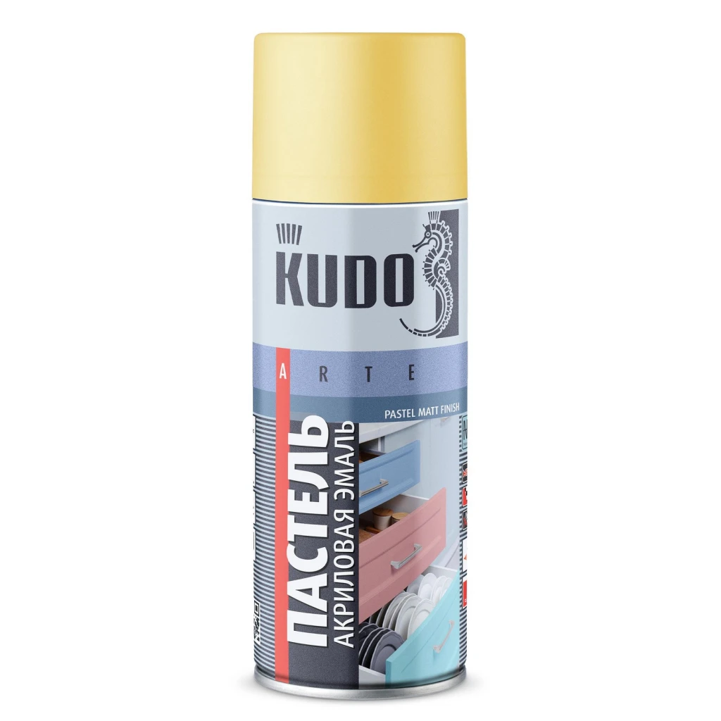 Эмаль акриловая "KUDO" желтая матовая (520 мл) (аэрозоль) (пастельная)