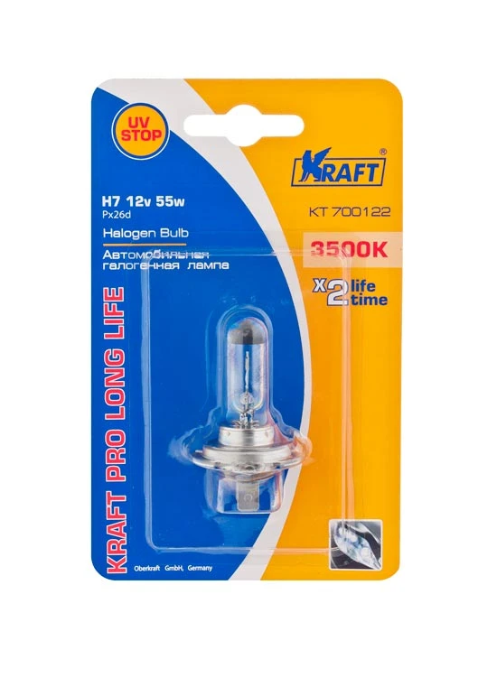 Лампа галогенная Kraft Pro Long Life H7 12V 55W, 1
