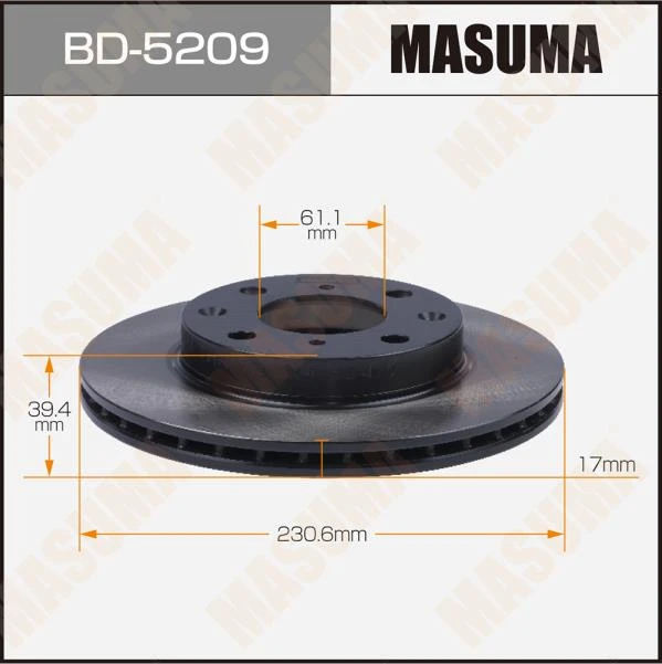 Диск тормозной передний Masuma BD-5209
