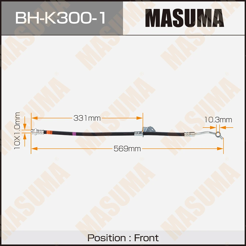 Шланг тормозной передний правый Masuma BH-K300-1