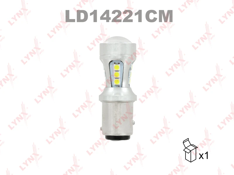 Лампа светодиодная LED P21/5W S25 12V BAY15d SMDx18 7100K CANbus LYNXauto LD14221CM