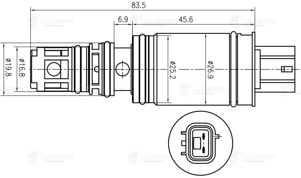 Клапан регулирующий компрессора кондиционера (тип Denso) Luzar LCCV 1902
