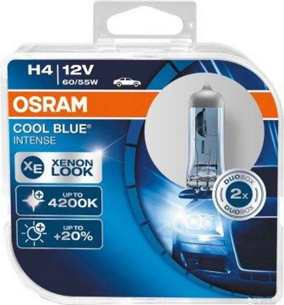 Лампа галогенная Osram Cool blue Intense H4 (P43t) 12V 60/55W, 64193CBI-HCB, 2 шт