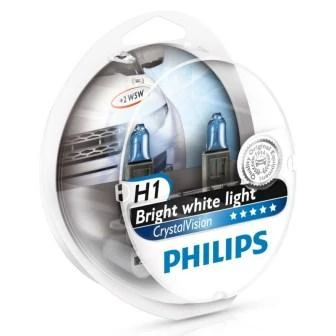 Лампа галогенная Philips Crystal Vision H1 12V 55W, 2 шт. + 2 шт. W5