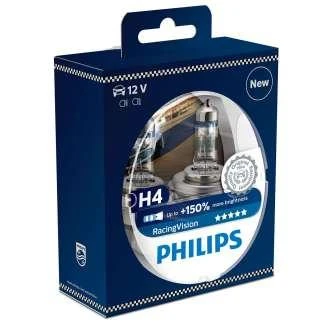 Лампа галогенная Philips RacingVision H4 (P43t) 12V 60/55W, 12342RVS2, 2 шт