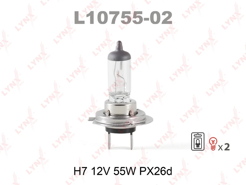 Лампа галогенная LYNXauto L10755 H7 (PX26d) 12В 55Вт 1 шт