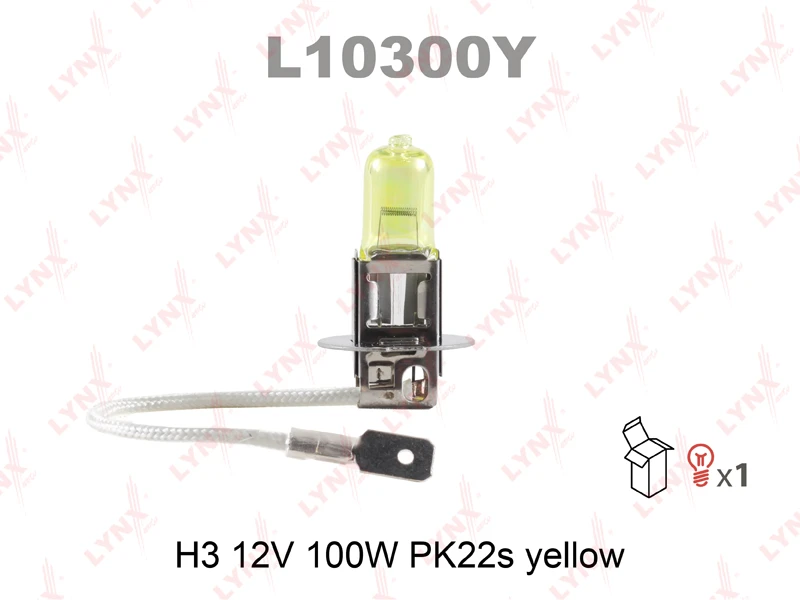 Лампа галогенная LYNXauto L10300Y H3 (PK22s) yellow 12В 100Вт 1 шт. шт