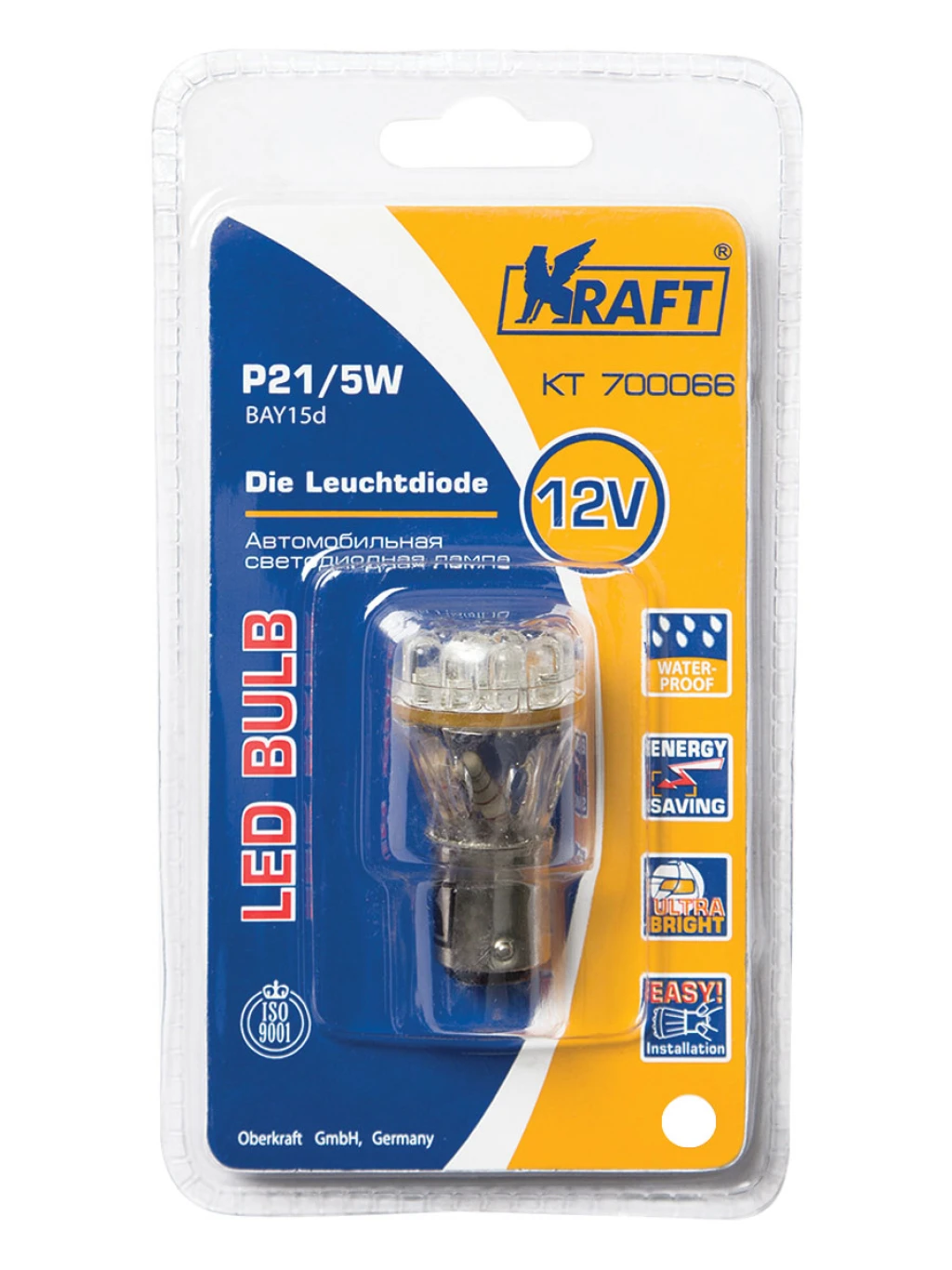 Лампа подсветки Kraft KT 700066 P21/5W 12V White 12 LEDs, 1