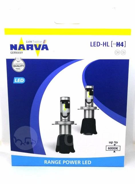 Лампа светодиодная Narva Range Power LED H4 (P43t) 12V 16W, 18004, 2 шт