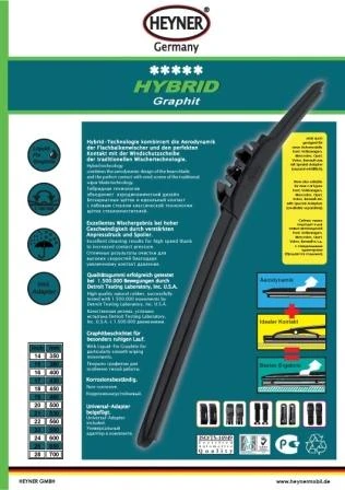 Щётка стеклоочистителя гибридная Heyner Hybrid 530 мм, 031 000