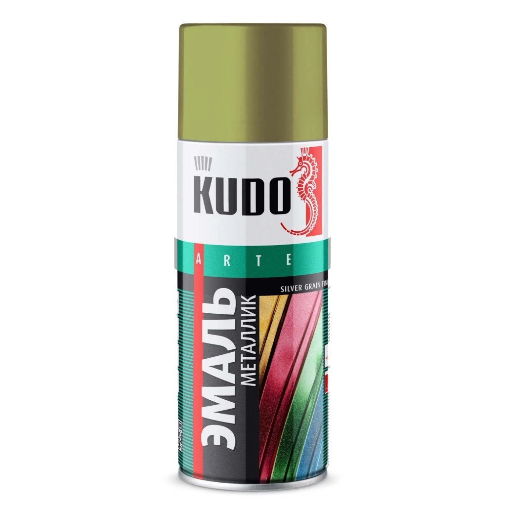 Краска металлик "KUDO" зеленая олива (520 мл) (аэрозоль)