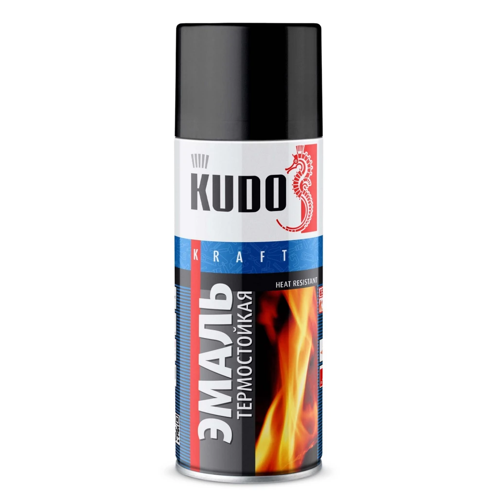 Краска термостойкая черная Kudo аэрозоль 520 мл