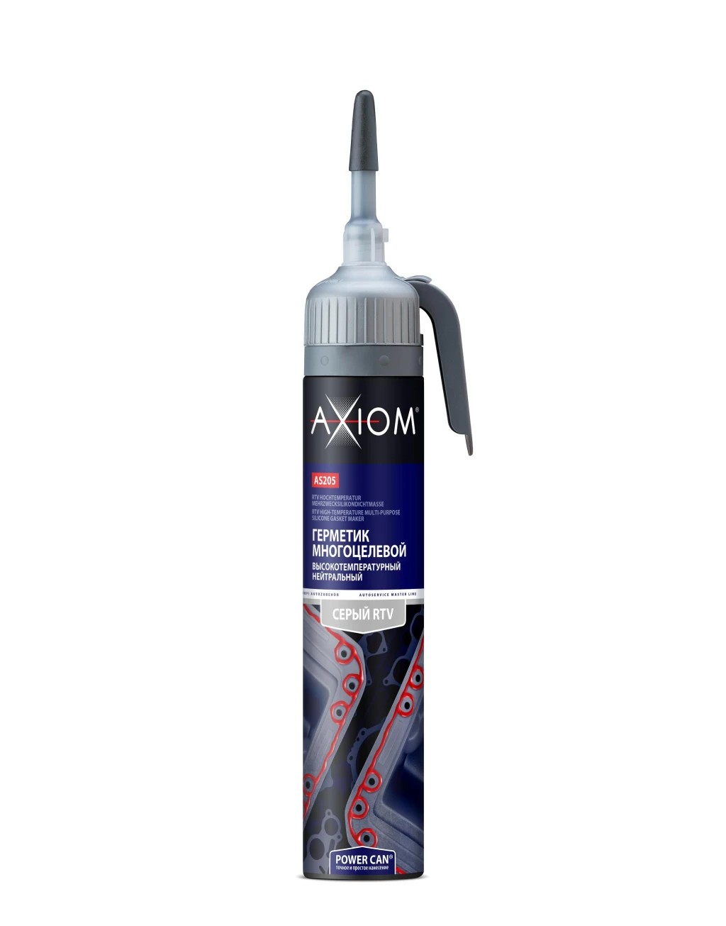 Герметик прокладка "AXIOM" (200 мл) (многоцелевой с автоподачей, серый, высокотемпературный)