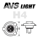 Лампа галогенная AVS A78949S H4 12V 60/55W, 2 шт.