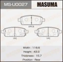Колодки дисковые задние Masuma MS-U0027