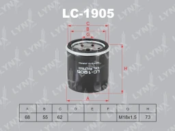 Фильтр масляный LYNXauto LC-1905