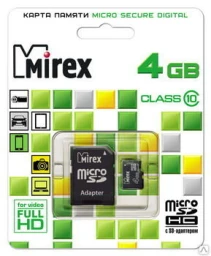 Карта памяти micro SD (4 GB) "MIREX" class 10