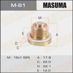 Болт маслосливной A/T С МАГНИТОМ Masuma M-81