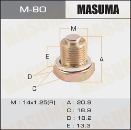 Болт маслосливной A/T С МАГНИТОМ Masuma M-80