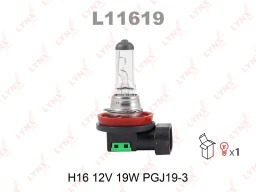 Лампа галогенная LYNXauto L11619 H16 (PGJ19-3) 12В 19Вт 1 шт