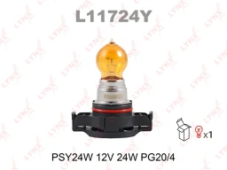 Лампа галогенная LYNXauto L11724Y PSY24W (PG20/4) yellow 12В 24Вт 1 шт