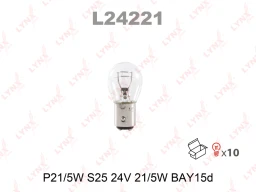 Лампа подсветки LYNXauto L24221 P21/5W (BAY15d) 24В 21/5Вт 1 шт