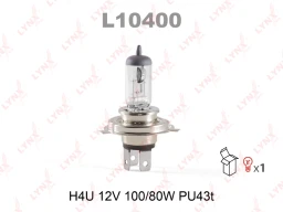 Лампа галогенная LYNXauto L10400 H4U (PU43t) 12В 100/80Вт 1 шт