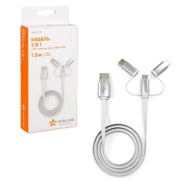 Кабель для телефона "AIRLINE" 3 в 1 USB - Lightning, Type-C, Micro USB 1,2м