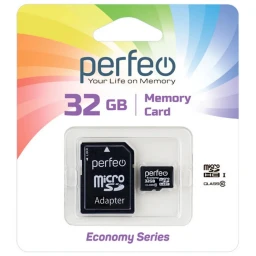 Карта памяти micro SD (32 GB) "Perfeo" Class 10 (с адаптером)