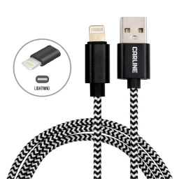 Кабель для телефона "CARLINE" (USB-Lightning, 2.1 А) 1 м. тканевая оплетка