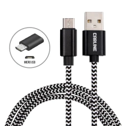 Кабель для телефона "CARLINE" (USB-microUSB, 2.1 А) 1 м. тканевая оплетка