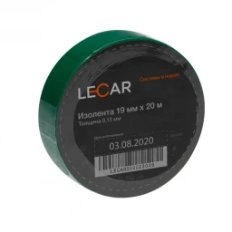 Изолента 19 мм*20 м "LECAR" (зеленая) (ПВХ)